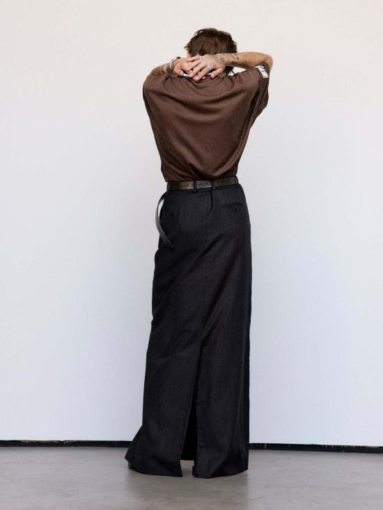  마틴로즈 롱 스커트 마틴 로즈 테일러드 하이웨이스트 스커트 블랙/레드 스트라이프 - MARTINE ROSE