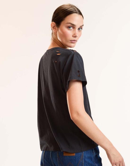  신시아 로리 민소매 티셔츠 신시아 로울리 디스트레스드 티셔츠 블랙 - CYNTHIA ROWLEY