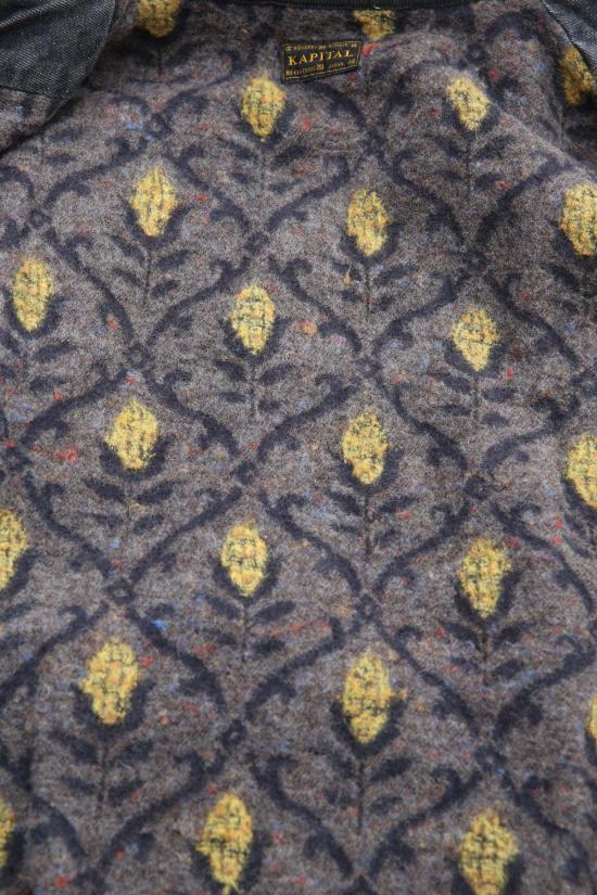  캐피탈 봄버 자켓 Kapital 14oz 데님 T백 드리즐러 재킷 블랙/에크루 - KAPITAL