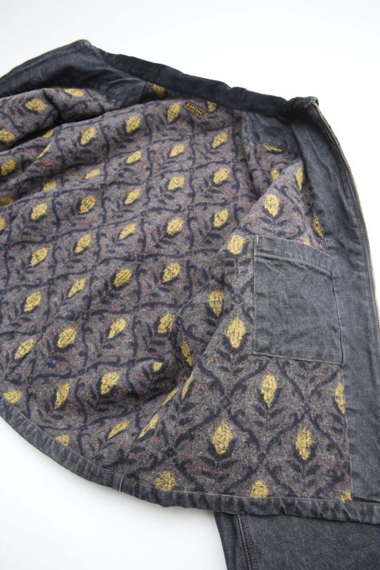  캐피탈 봄버 자켓 Kapital 14oz 데님 T백 드리즐러 재킷 블랙/에크루 - KAPITAL