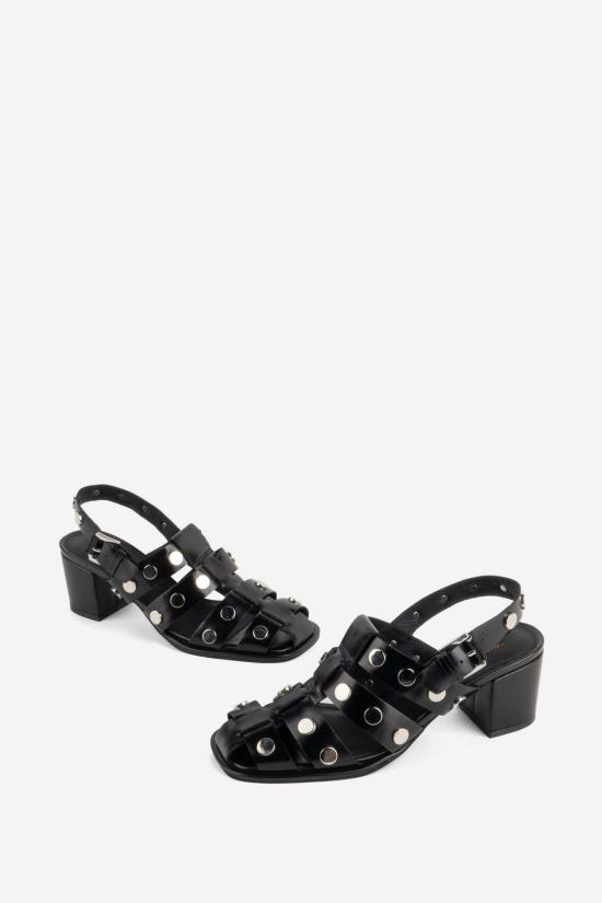  인텐셔널리 블랭크 샌들 "의도적으로." Calix 스터드 피셔맨 힐 블랙 - INTENTIONALLY BLANK