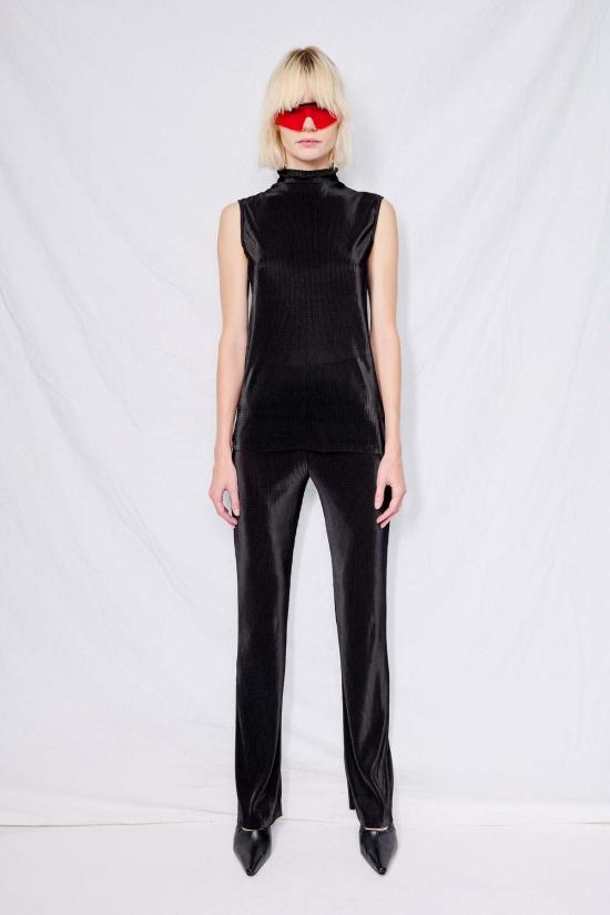  어셈블리 뉴욕 민소매 티셔츠 어셈블리 마이크로플리츠 슬리브리스 모크넥 탑 블랙 - ASSEMBLY NEW YORK