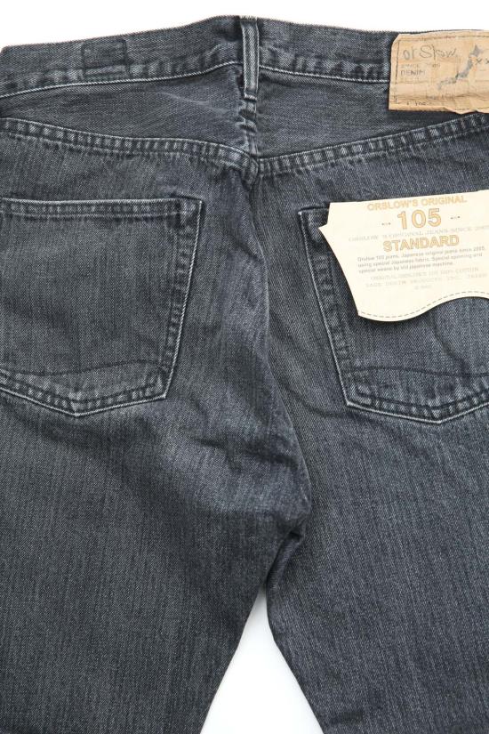  오어슬로우 데님 팬츠 Orslow 105 Standard Selvedge 블랙 데님 스톤 - ORSLOW