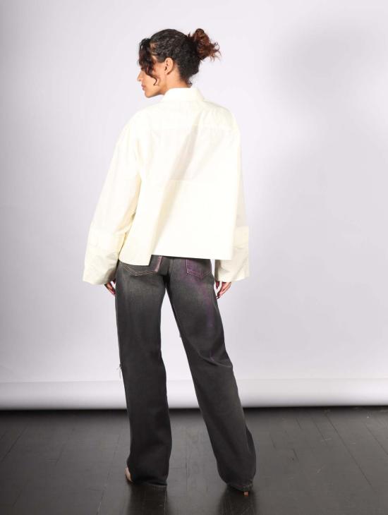  MM6 메종마르지엘라 블라우스 Mm6 메종 마르지엘라 크롭 롱슬리브 셔츠 아이보리 - MM6 MAISON MARGIELA