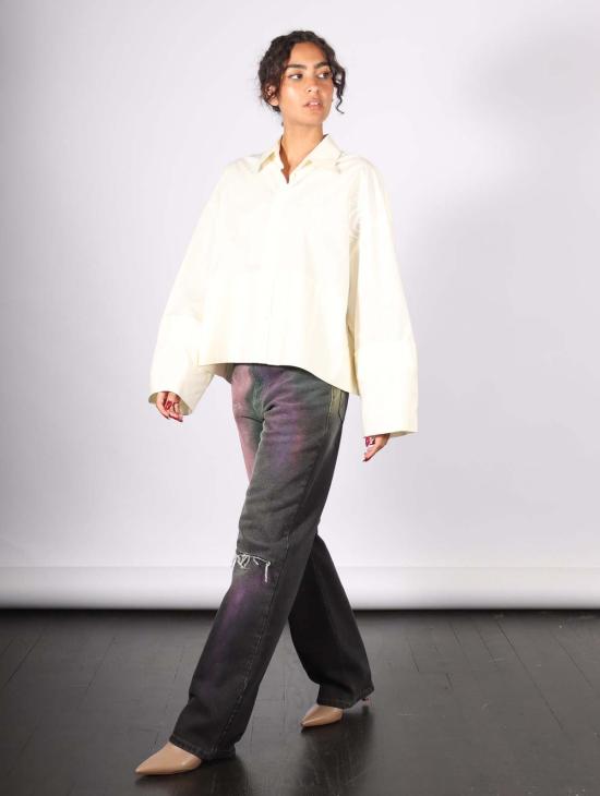  MM6 메종마르지엘라 블라우스 Mm6 메종 마르지엘라 크롭 롱슬리브 셔츠 아이보리 - MM6 MAISON MARGIELA