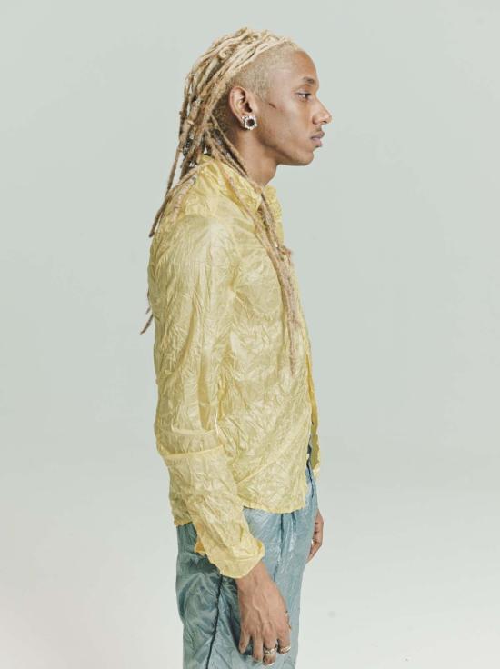  로에베 긴팔 셔츠 폴리 크링클  옐로우 - LOEWE