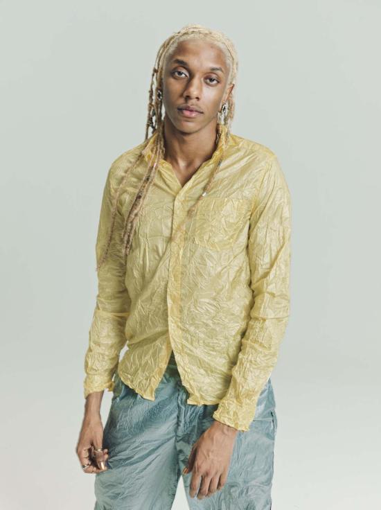  로에베 긴팔 셔츠 폴리 크링클  옐로우