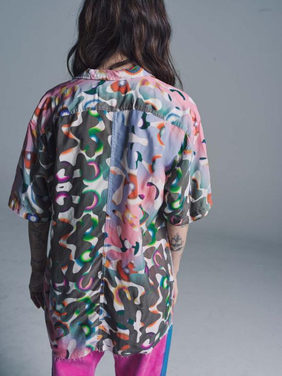  로스트 데이즈 반팔 셔츠 레이디얼 새틴 캠프 - LOST DAZE