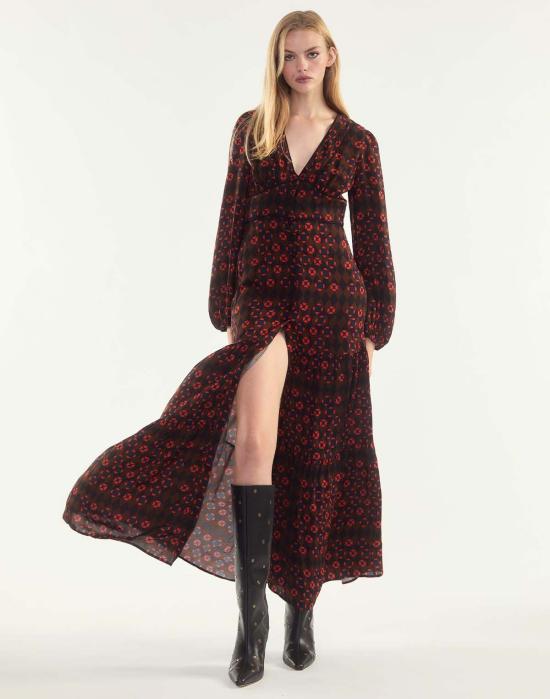  신시아 로리 숏 원피스 신시아 로울리 오텀 맥시 드레스 기하학적 블루/레드 - CYNTHIA ROWLEY