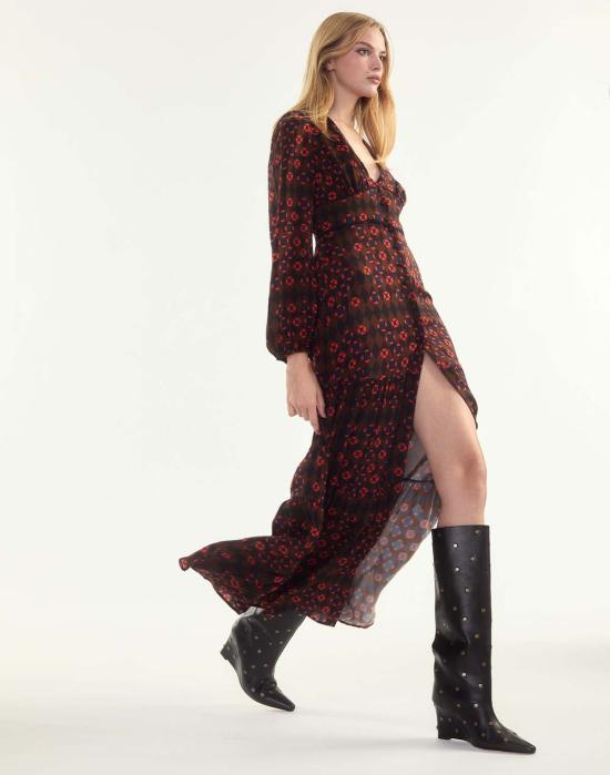  신시아 로리 숏 원피스 신시아 로울리 오텀 맥시 드레스 기하학적 블루/레드 - CYNTHIA ROWLEY