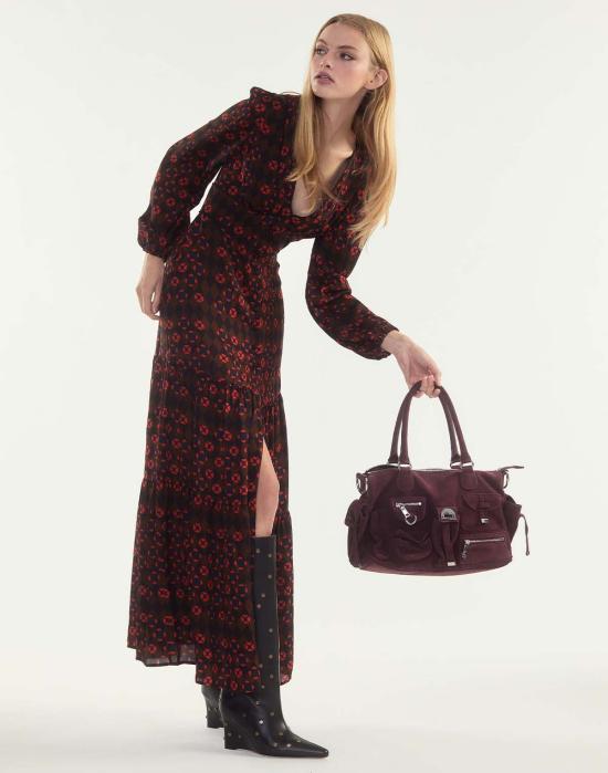  신시아 로리 숏 원피스 신시아 로울리 오텀 맥시 드레스 기하학적 블루/레드 - CYNTHIA ROWLEY