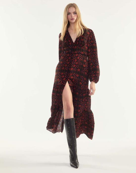  신시아 로리 숏 원피스 신시아 로울리 오텀 맥시 드레스 기하학적 블루/레드