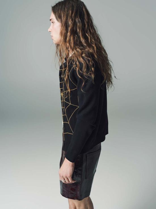  어니스트 더블유 베이커 가디건 어니스트 W. 베이커 울 스파이더 웹 카디건 블랙 - ERNEST W. BAKER