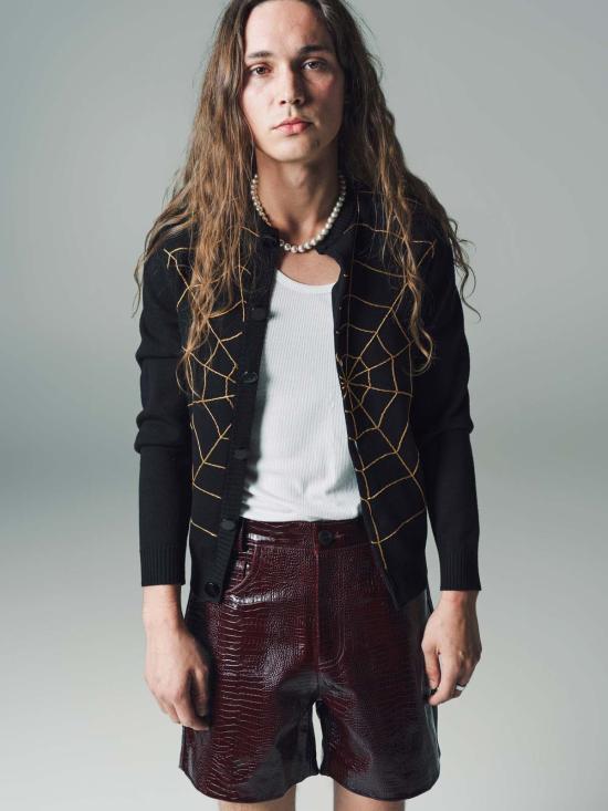  어니스트 더블유 베이커 가디건 어니스트 W. 베이커 울 스파이더 웹 카디건 블랙