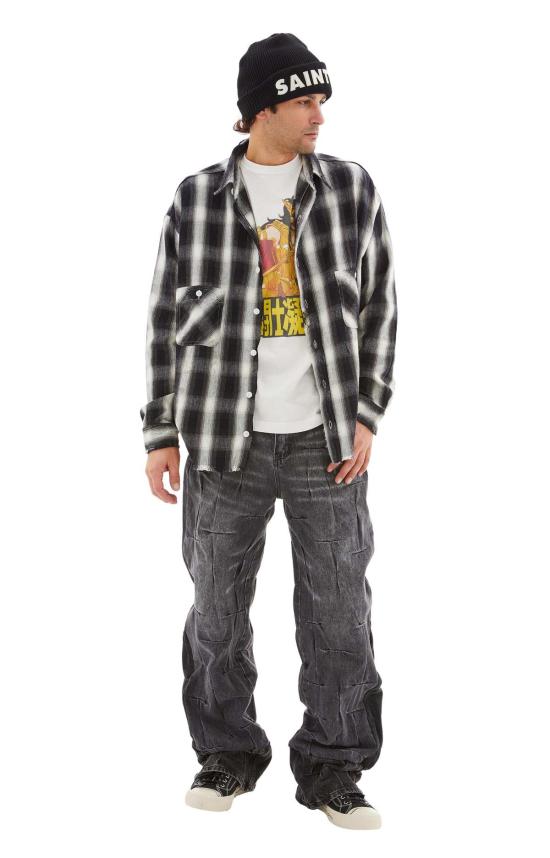  세인트 미카엘 긴팔 셔츠 세인트 Mxxxxxx Frnnl 체크  블랙/화이트