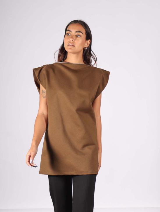  MM6 메종마르지엘라 블라우스 Mm6 메종 마르지엘라 지퍼 탑 카키 - MM6 MAISON MARGIELA