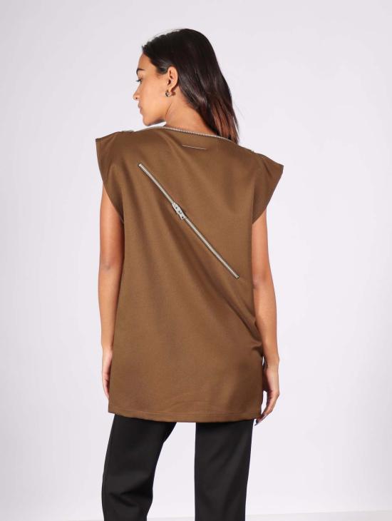  MM6 메종마르지엘라 블라우스 Mm6 메종 마르지엘라 지퍼 탑 카키 - MM6 MAISON MARGIELA