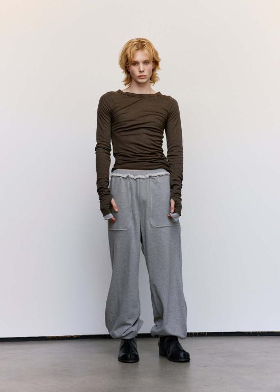  에드워드 커밍 스웨터 울 저지 바나나 트위스트 탑 다크 카키 - EDWARD CUMING