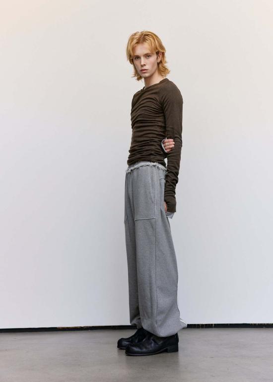  에드워드 커밍 스웨터 울 저지 바나나 트위스트 탑 다크 카키 - EDWARD CUMING