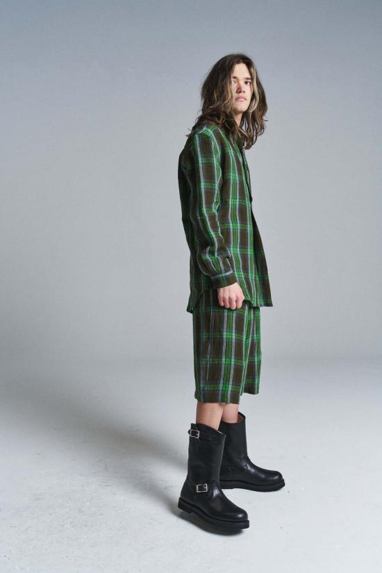  쓰리맨 긴팔 셔츠 3인용 멀티 리넨 하이랜드  그린 - 3MAN