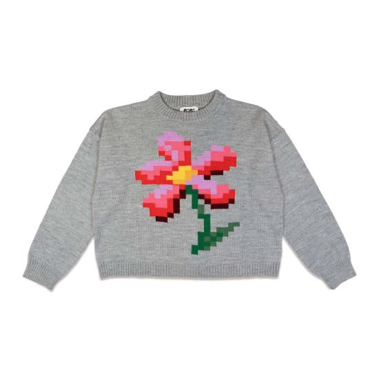 지지 니트웨어 스웨터 픽셀 플라워  그레이 - GIGI KNITWEAR
