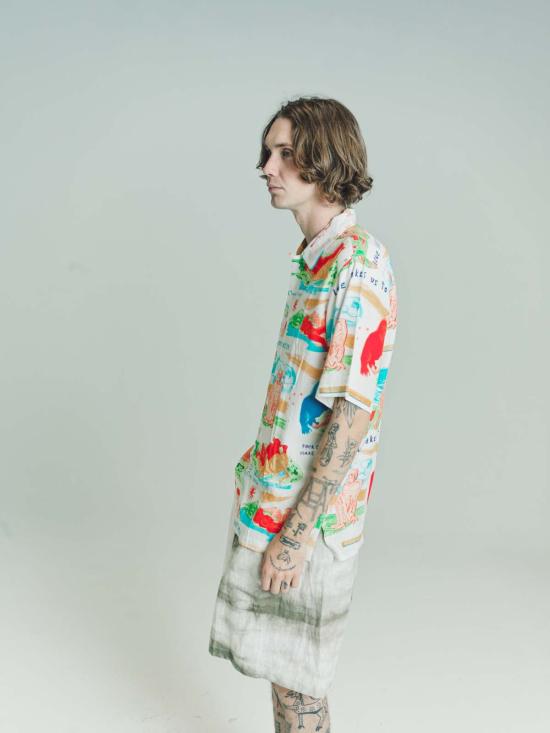  엔드리스 조이 반팔 셔츠 텐셀 멀리 떨어진 곳 반팔  에크루 - ENDLESS JOY