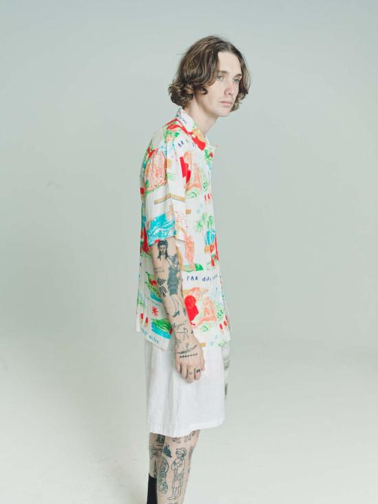  엔드리스 조이 반팔 셔츠 텐셀 멀리 떨어진 곳 반팔  에크루 - ENDLESS JOY