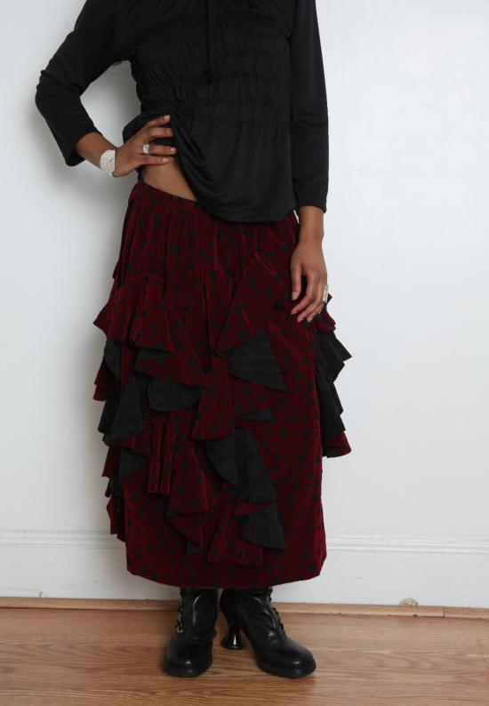  꼼데가르송 롱 원피스 Comme Des Garçons 스커트 블랙/버건디 - COMME DES GARCONS