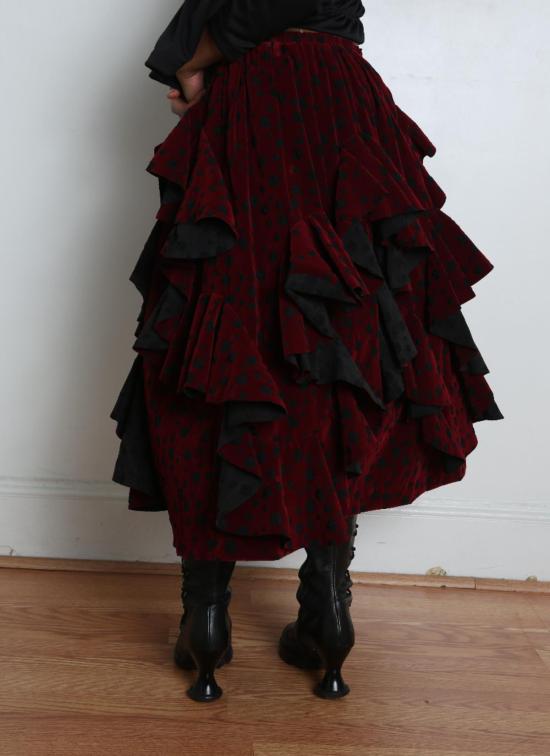  꼼데가르송 롱 원피스 Comme Des Garçons 스커트 블랙/버건디 - COMME DES GARCONS