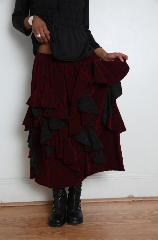  꼼데가르송 롱 원피스 Comme Des Garçons 스커트 블랙/버건디 - COMME DES GARCONS