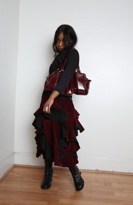  꼼데가르송 롱 원피스 Comme Des Garçons 스커트 블랙/버건디 - COMME DES GARCONS