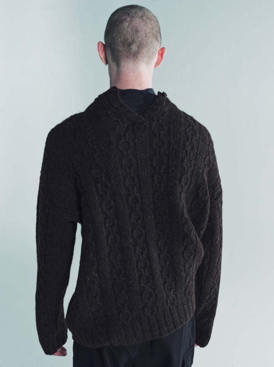  아워레가시 터틀넥 Our Legacy Welsh Wool 체인 니트 유아용 팝오버 블랙 - OUR LEGACY