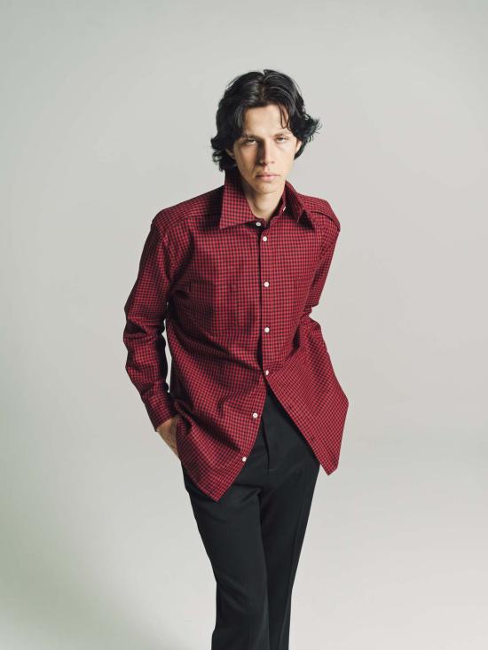  나마체코  긴팔 셔츠 나마체코 달리아 체크 위샴  블랙/레드 - NAMACHEKO