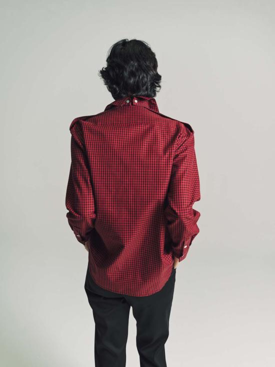  나마체코  긴팔 셔츠 나마체코 달리아 체크 위샴  블랙/레드 - NAMACHEKO