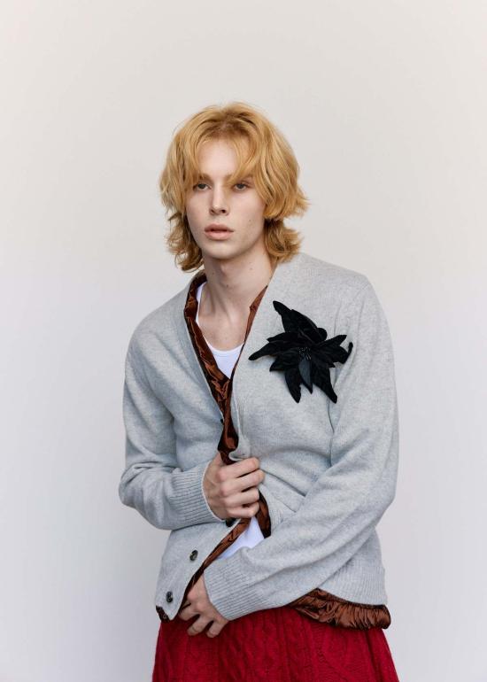  JW앤더슨 가디건 JW 앤더슨 새틴 라이닝 카디건 라이트 그레이