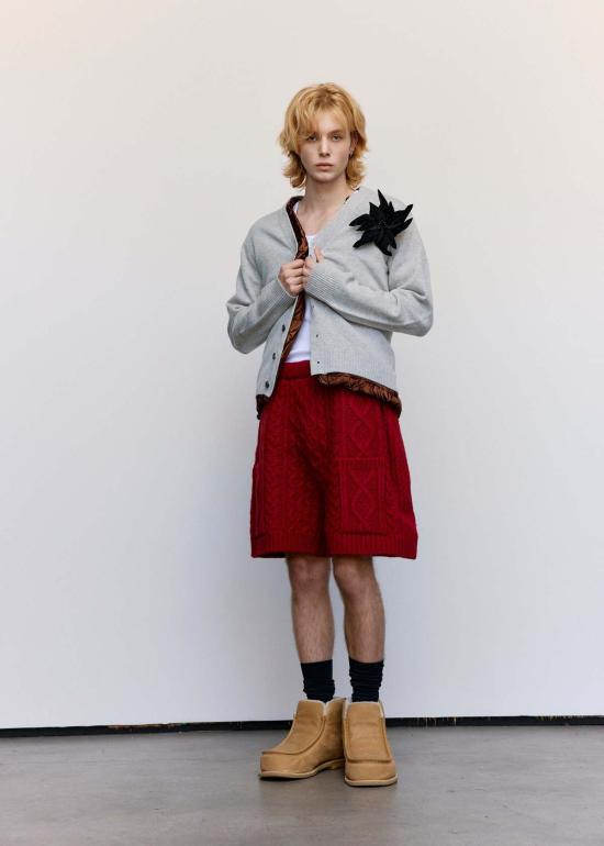  JW앤더슨 가디건 JW 앤더슨 새틴 라이닝 카디건 라이트 그레이 - JW ANDERSON