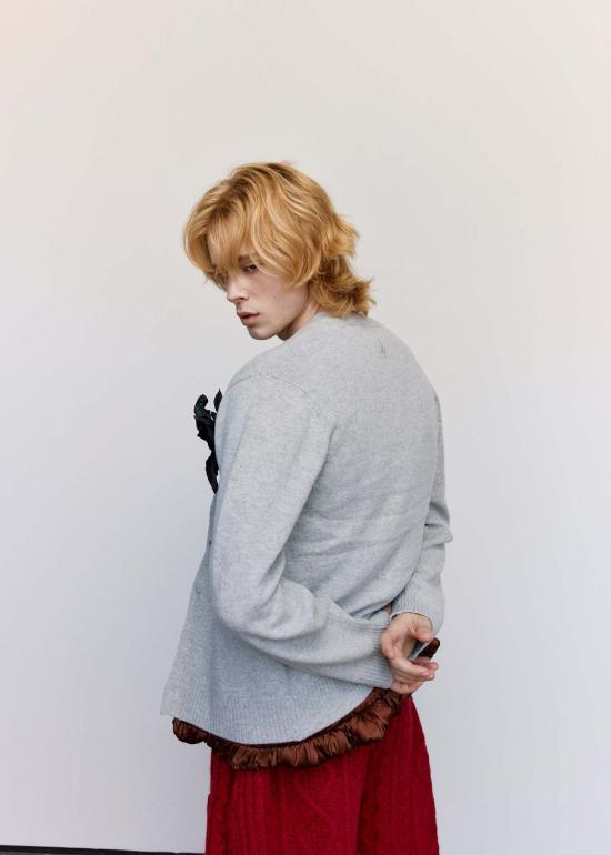  JW앤더슨 가디건 JW 앤더슨 새틴 라이닝 카디건 라이트 그레이 - JW ANDERSON