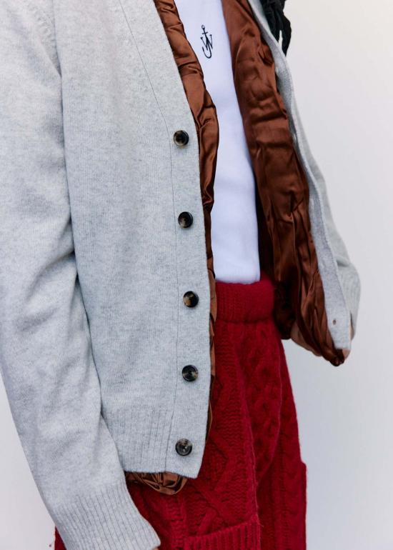  JW앤더슨 가디건 JW 앤더슨 새틴 라이닝 카디건 라이트 그레이 - JW ANDERSON