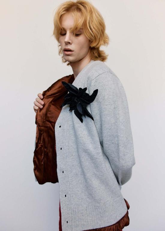  JW앤더슨 가디건 JW 앤더슨 새틴 라이닝 카디건 라이트 그레이 - JW ANDERSON