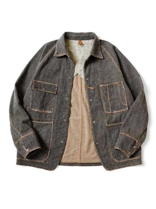  캐피탈 데님 자켓 Kapital Twill Aging Wool Cactus Coverall Charcoal - KAPITAL