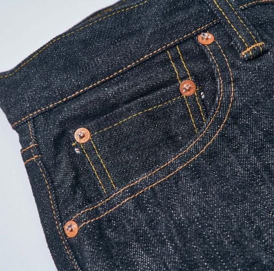  사무라이 진스 데님 팬츠 사무라이 진 17온스 슬림 테이퍼드 미드 라이즈 진 설파이드 블랙 - SAMURAI JEANS