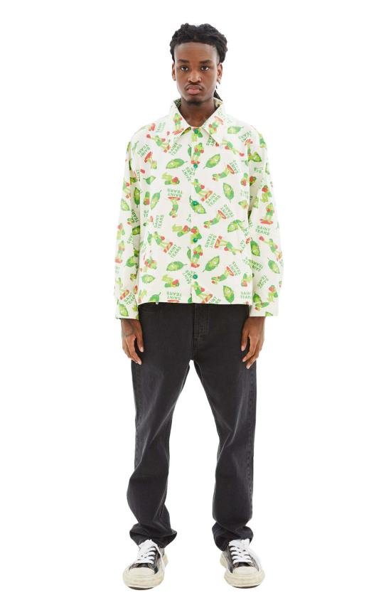  세인트미카엘 봄버 자켓 세인트 마이클 데님 티어스 복서 코치 재킷 화이트