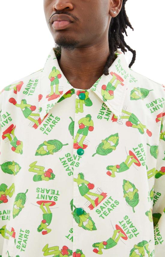  세인트미카엘 봄버 자켓 세인트 마이클 데님 티어스 복서 코치 재킷 화이트 - SAINT MXXXXXX