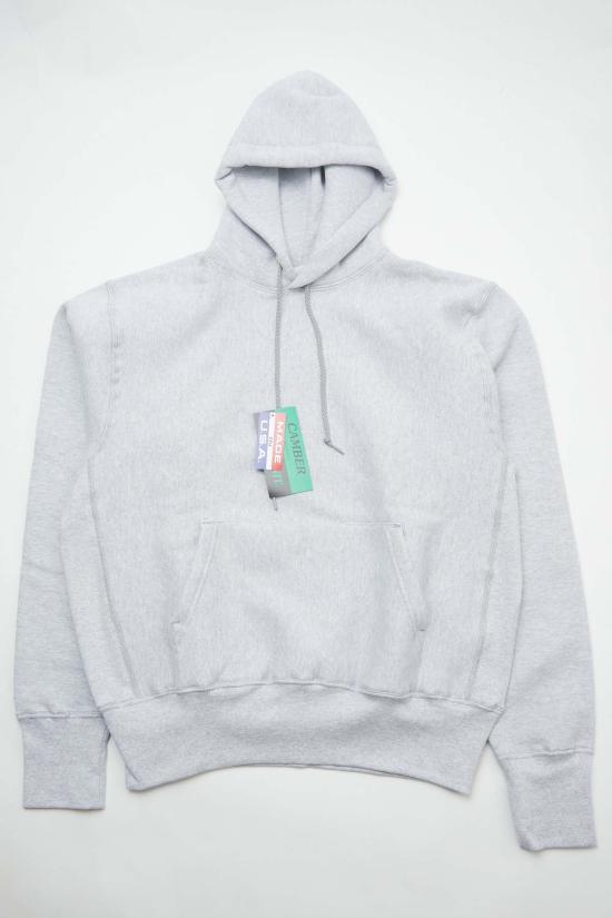  캠버 후드 티셔츠 크로스 니트 헤비웨이트 풀오버 후드 스웨트셔츠 그레이