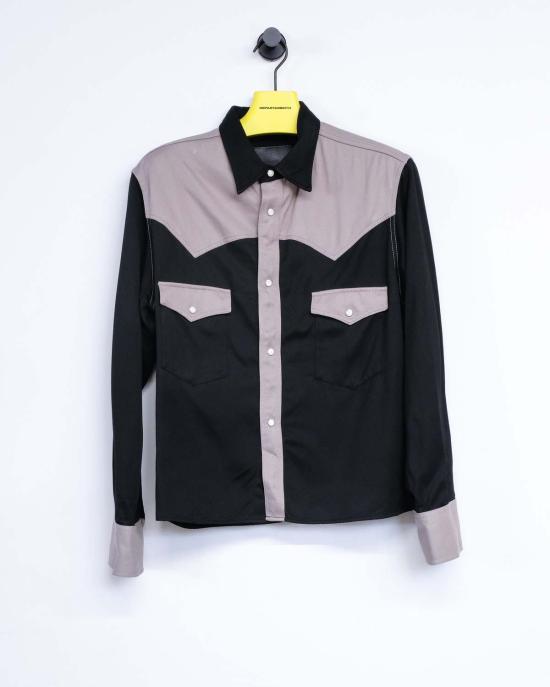  더 레터스 긴팔 셔츠 The Letters 레이온 가바딘 웨스턴 숏  블랙/그레이지 - THE LETTERS