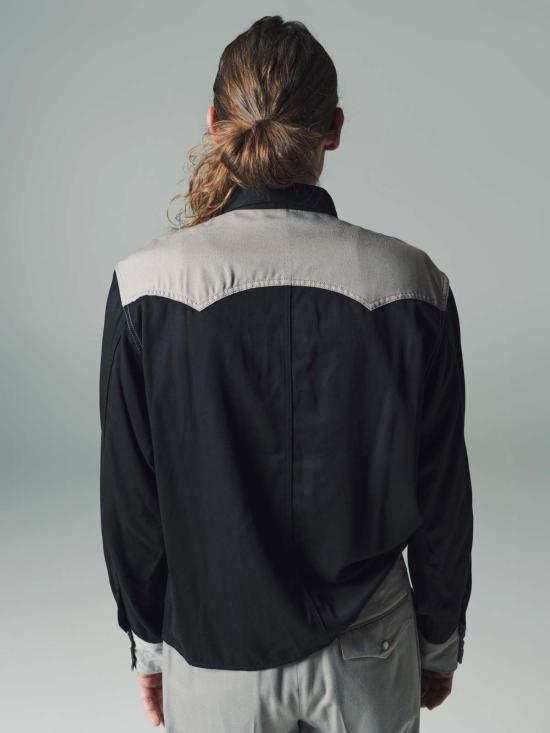  더 레터스 긴팔 셔츠 The Letters 레이온 가바딘 웨스턴 숏  블랙/그레이지 - THE LETTERS