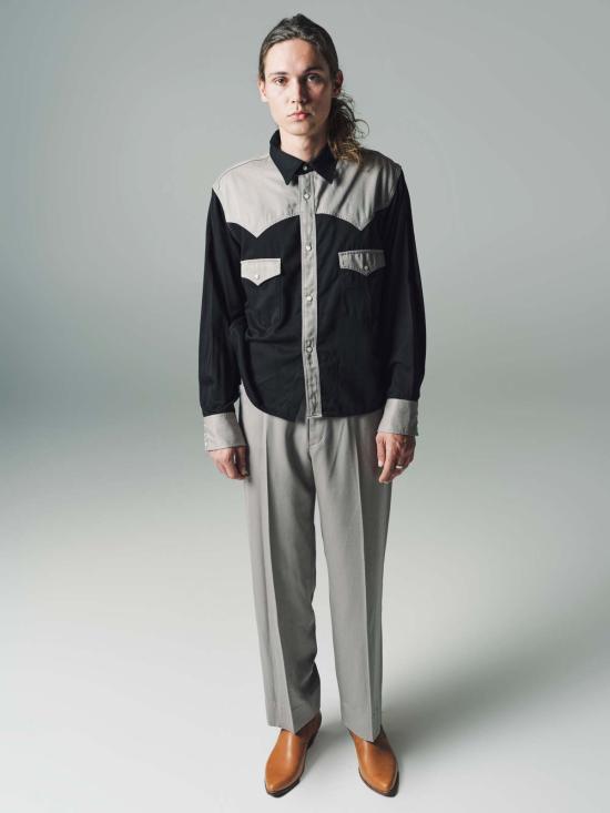  더 레터스 긴팔 셔츠 The Letters 레이온 가바딘 웨스턴 숏  블랙/그레이지 - THE LETTERS