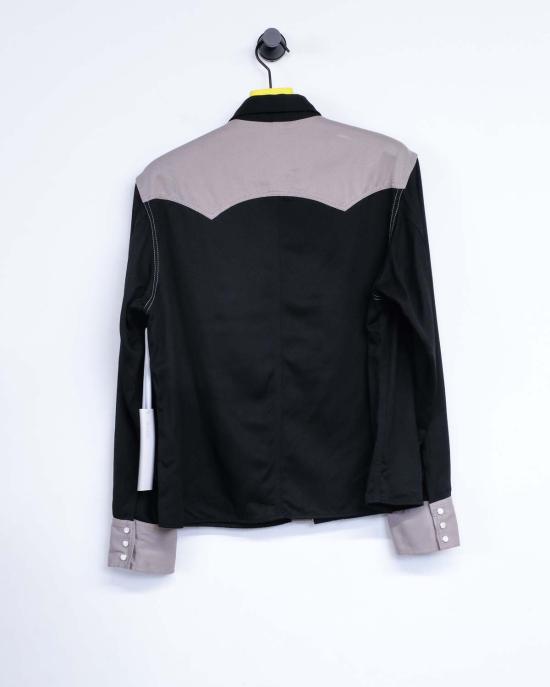  더 레터스 긴팔 셔츠 The Letters 레이온 가바딘 웨스턴 숏  블랙/그레이지 - THE LETTERS