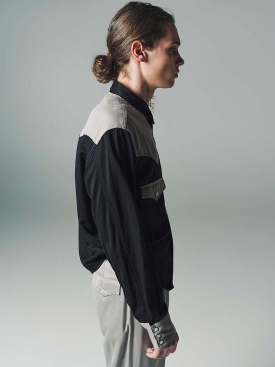  더 레터스 긴팔 셔츠 The Letters 레이온 가바딘 웨스턴 숏  블랙/그레이지 - THE LETTERS