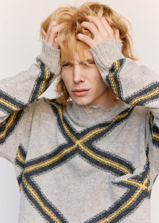  마르니 스웨터 Marni Argyle 브로큰 울 점퍼 그레이 - MARNI